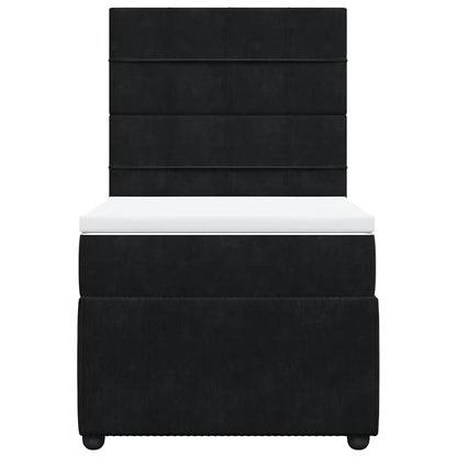 Giroletto a Molle con Materasso Nero 100x200 cm in Velluto