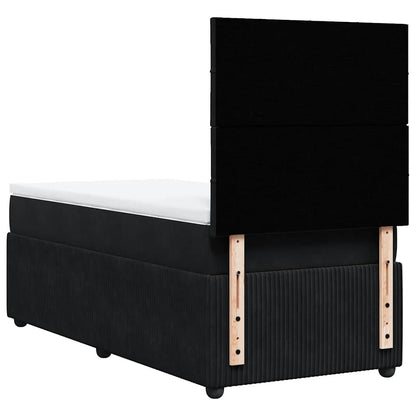 Giroletto a Molle con Materasso Nero 100x200 cm in Velluto