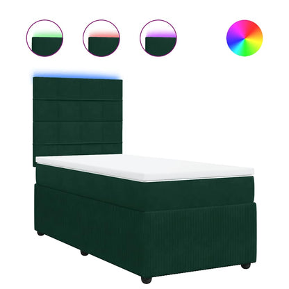 Giroletto a Molle con Materasso Verde Scuro 100x200 cm Velluto