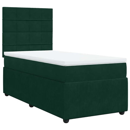 Giroletto a Molle con Materasso Verde Scuro 100x200 cm Velluto
