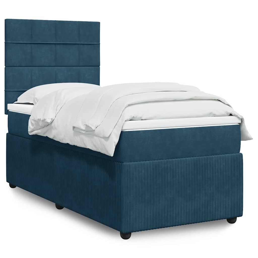 Giroletto a Molle con Materasso Blu 100x200 cm in Velluto | homemem39