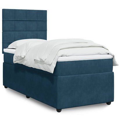 Giroletto a Molle con Materasso Blu 100x200 cm in Velluto | homemem39