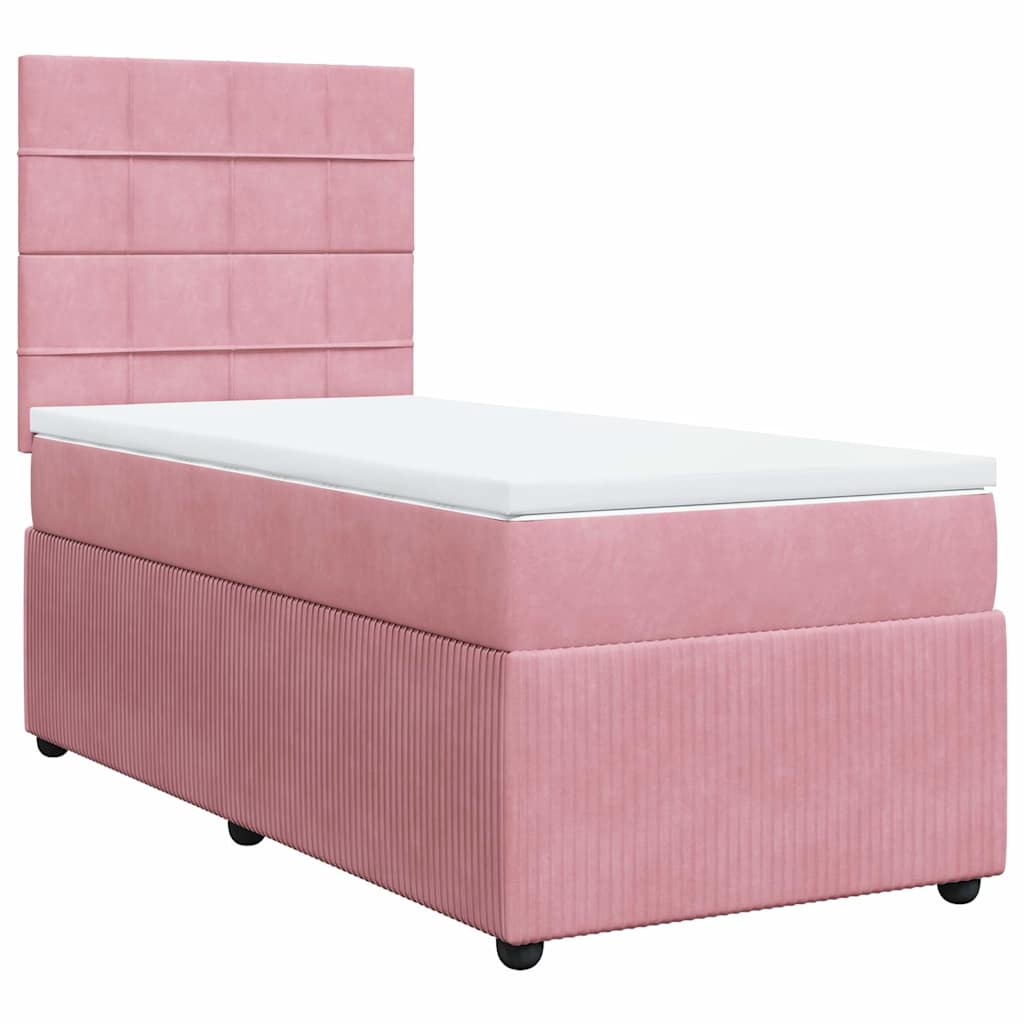 Giroletto a Molle con Materasso Rosa 100x200 cm in Velluto | homemem39