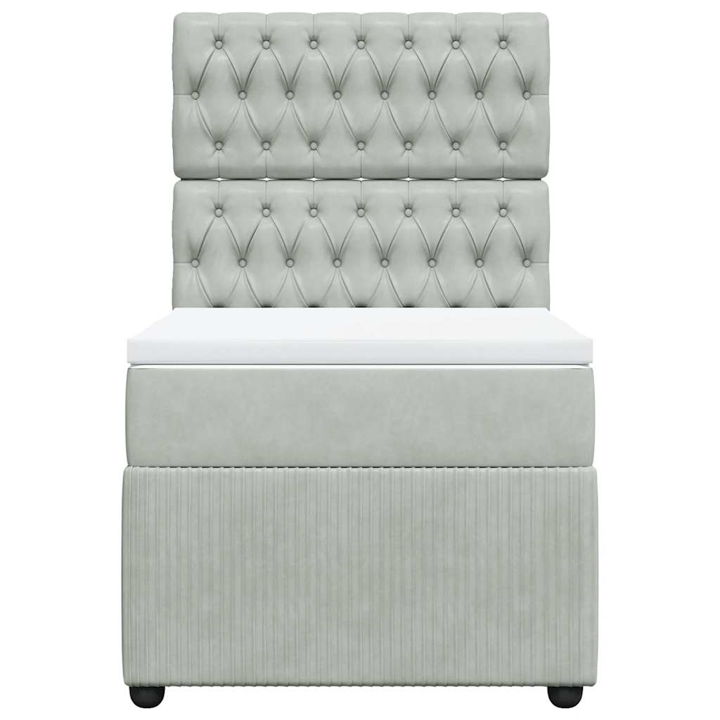 Giroletto a Molle con Materasso Grigio Chiaro 100x200cm Velluto - homemem39