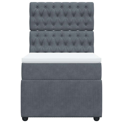 Giroletto a Molle con Materasso Grigio Scuro 100x200 cm Velluto