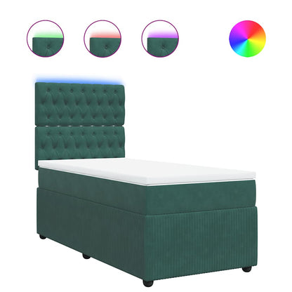Giroletto a Molle con Materasso Verde Scuro 100x200 cm Velluto
