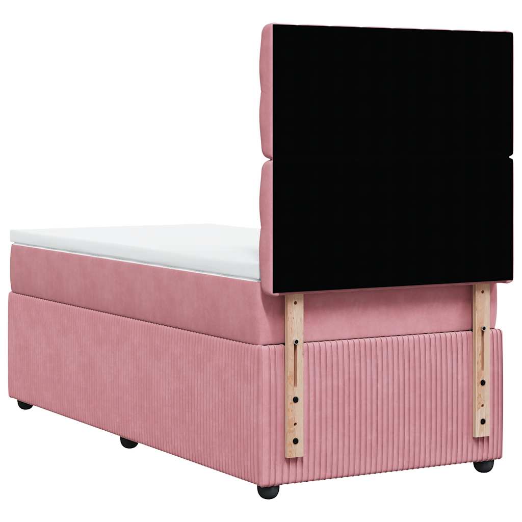 Giroletto a Molle con Materasso Rosa 100x200 cm in Velluto | homemem39