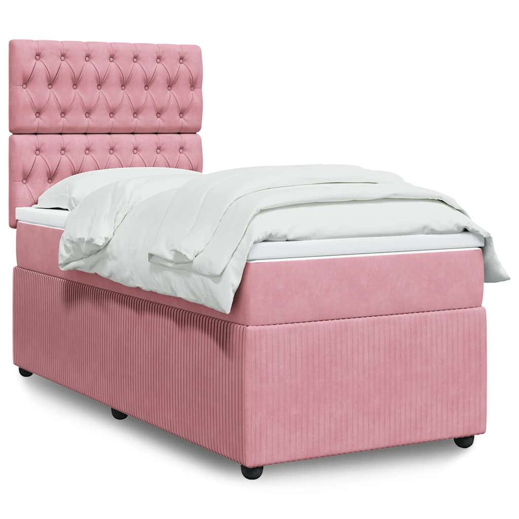 Giroletto a Molle con Materasso Rosa 100x200 cm in Velluto | homemem39