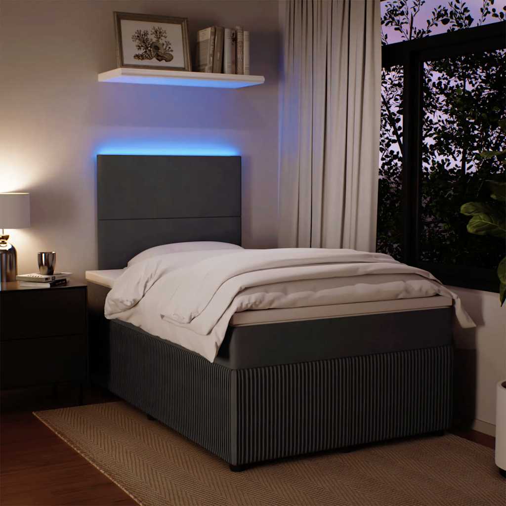 Giroletto a Molle con Materasso Grigio Scuro 120x190 cm Velluto - homemem39