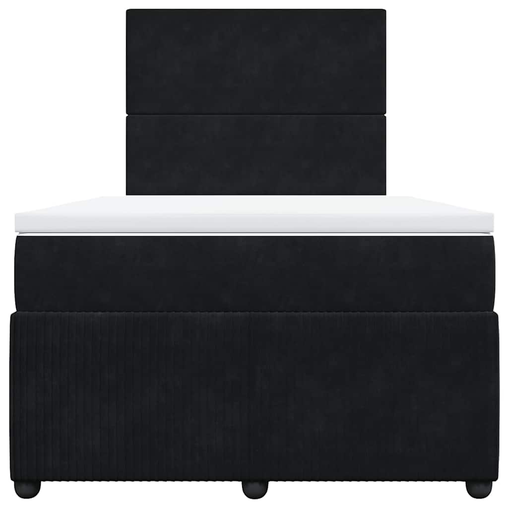 Giroletto a Molle con Materasso Nero 120x190 cm in Velluto