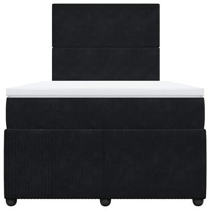 Giroletto a Molle con Materasso Nero 120x190 cm in Velluto
