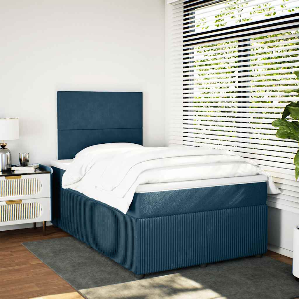Giroletto a Molle con Materasso Blu 120x190 cm in Velluto