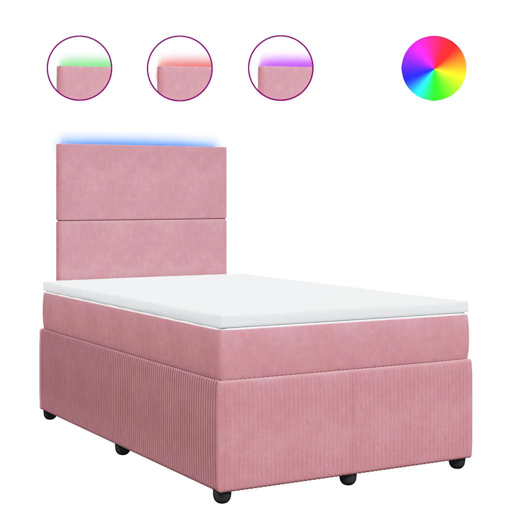 Giroletto a Molle con Materasso Rosa 120x190 cm in Velluto | homemem39