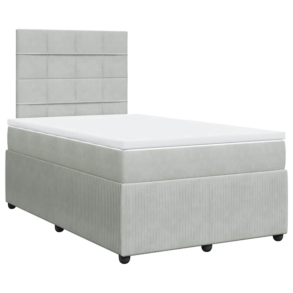 Giroletto a Molle con Materasso Grigio Chiaro 120x190cm Velluto