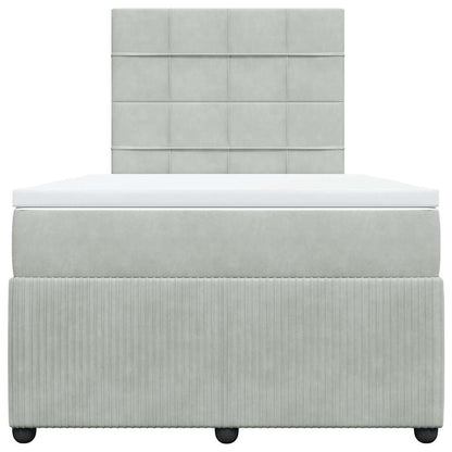 Giroletto a Molle con Materasso Grigio Chiaro 120x190cm Velluto
