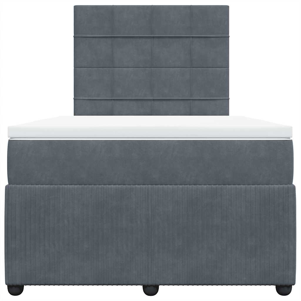 Giroletto a Molle con Materasso Grigio Scuro 120x190 cm Velluto
