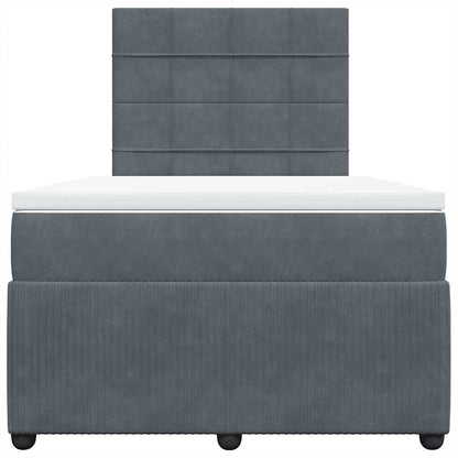 Giroletto a Molle con Materasso Grigio Scuro 120x190 cm Velluto