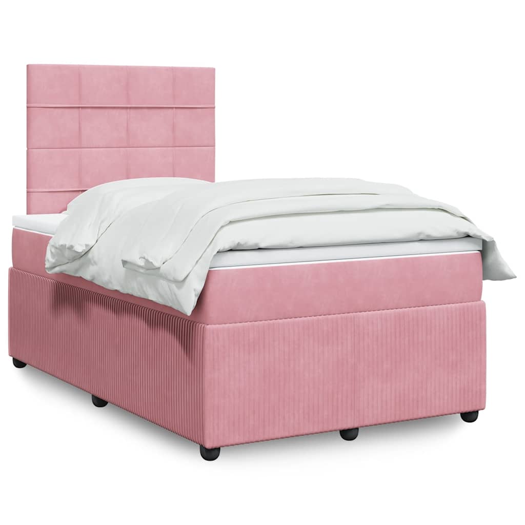 Giroletto a Molle con Materasso Rosa 120x190 cm in Velluto | homemem39