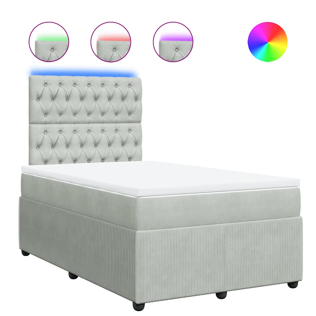 Giroletto a Molle con Materasso Grigio Chiaro 120x190cm Velluto - homemem39