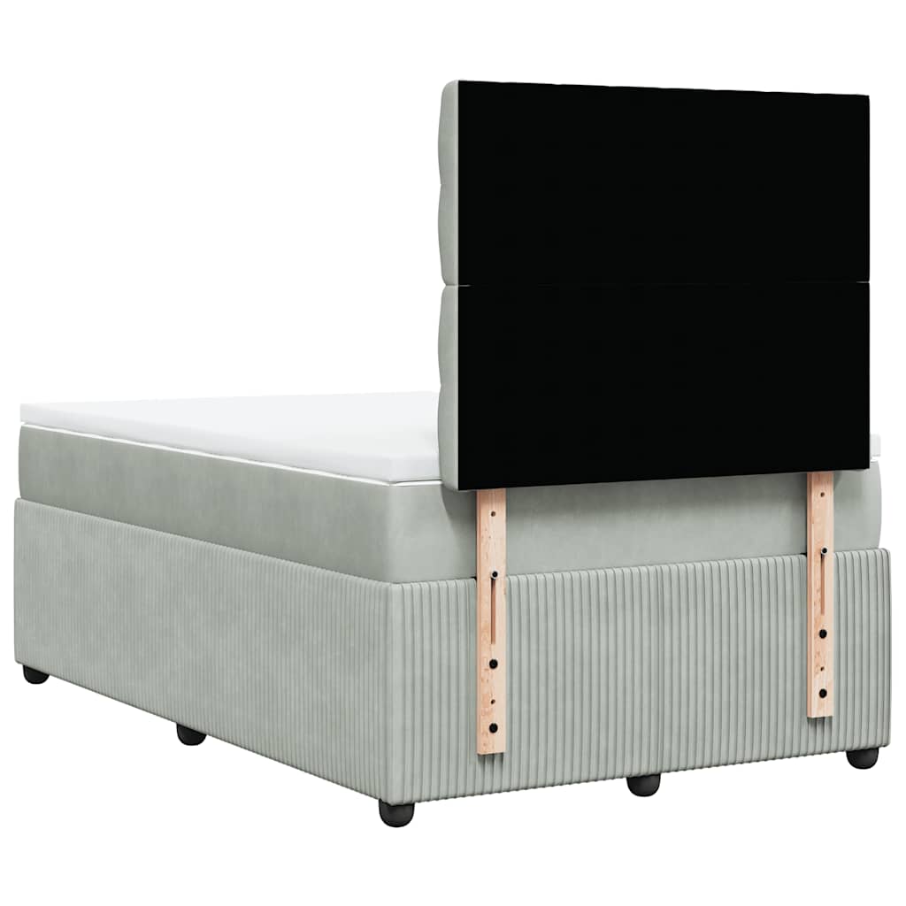 Giroletto a Molle con Materasso Grigio Chiaro 120x190cm Velluto