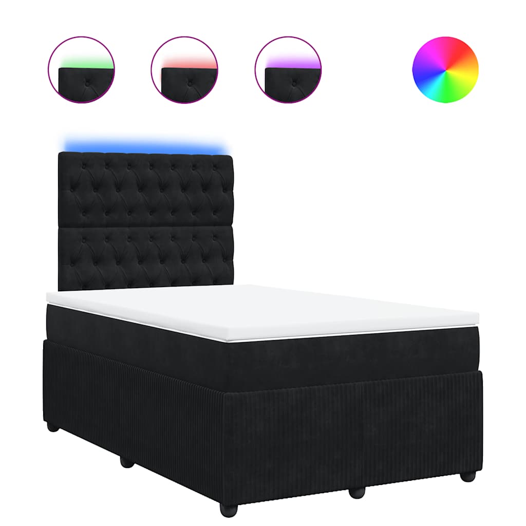 Giroletto a Molle con Materasso Nero 120x190 cm in Velluto