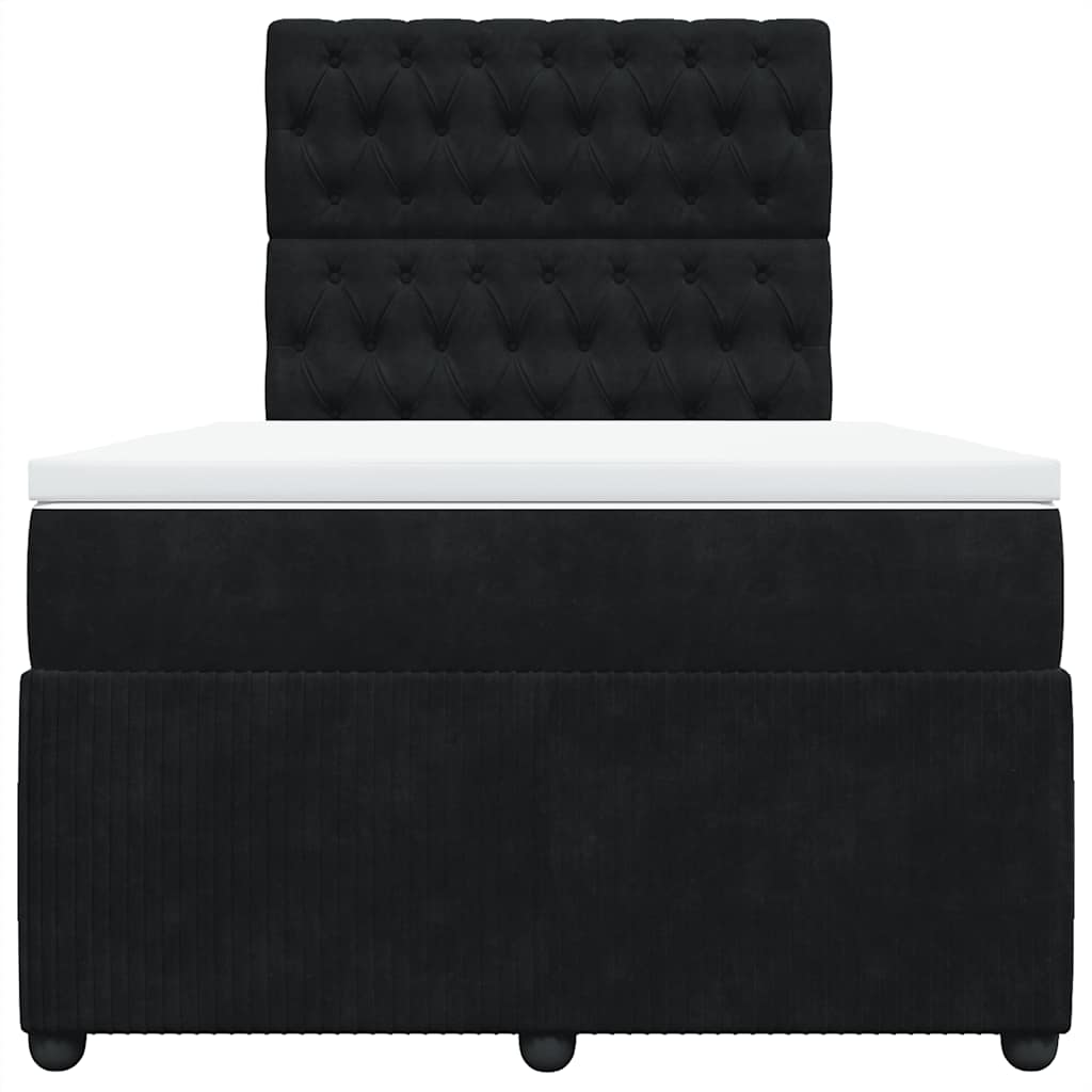 Giroletto a Molle con Materasso Nero 120x190 cm in Velluto