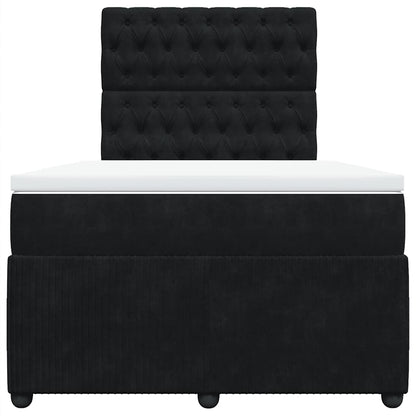 Giroletto a Molle con Materasso Nero 120x190 cm in Velluto