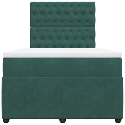 Giroletto a Molle con Materasso Verde Scuro 120x190 cm Velluto
