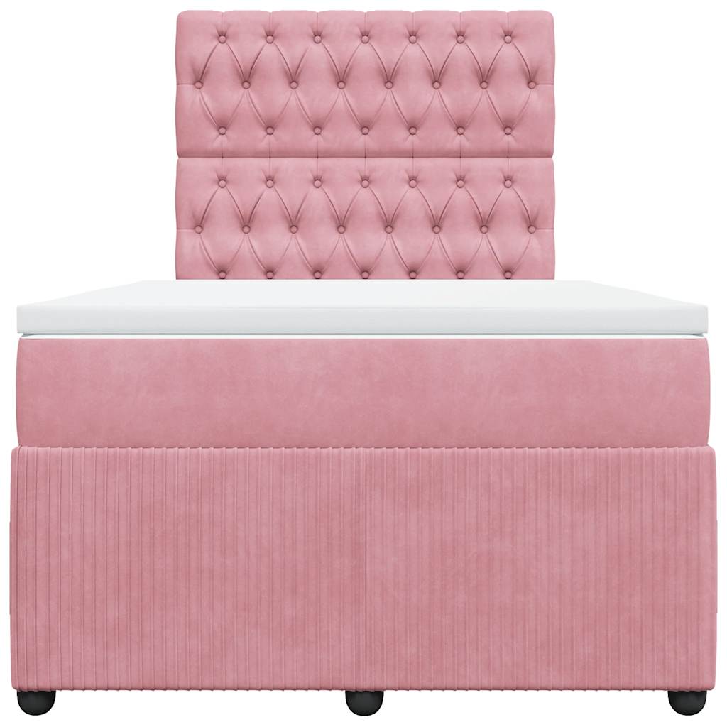 Giroletto a Molle con Materasso Rosa 120x190 cm in Velluto | homemem39