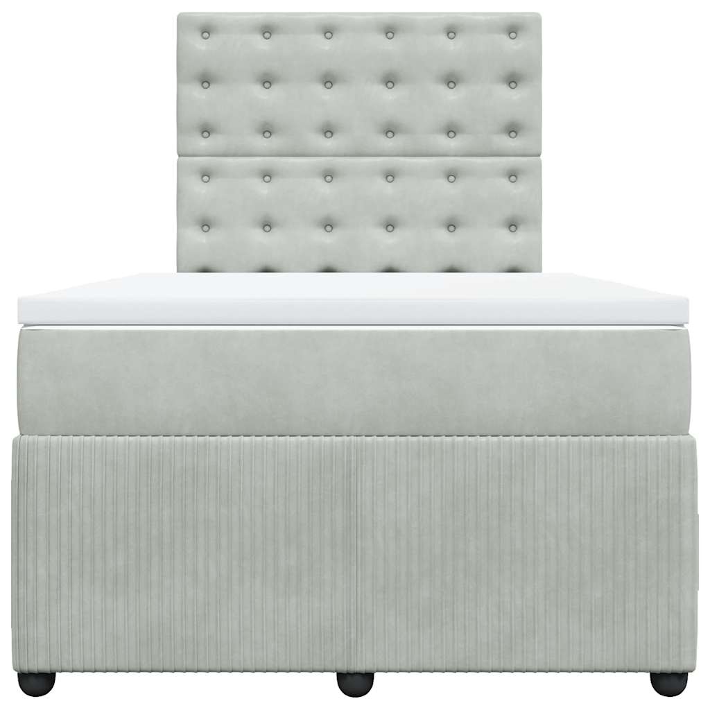 Giroletto a Molle con Materasso Grigio Chiaro 120x190cm Velluto