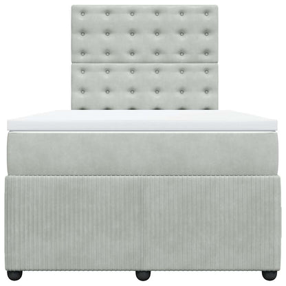 Giroletto a Molle con Materasso Grigio Chiaro 120x190cm Velluto