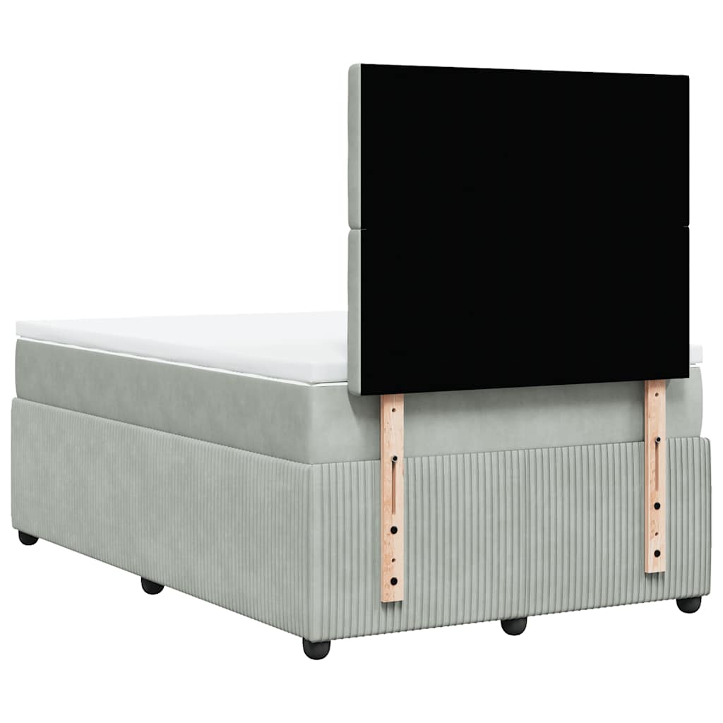 Giroletto a Molle con Materasso Grigio Chiaro 120x190cm Velluto