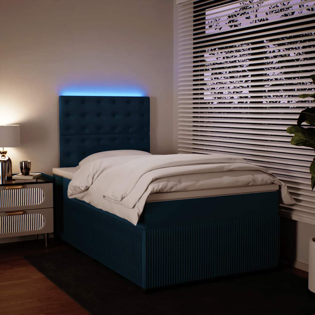 Giroletto a Molle con Materasso Blu 120x190 cm in Velluto
