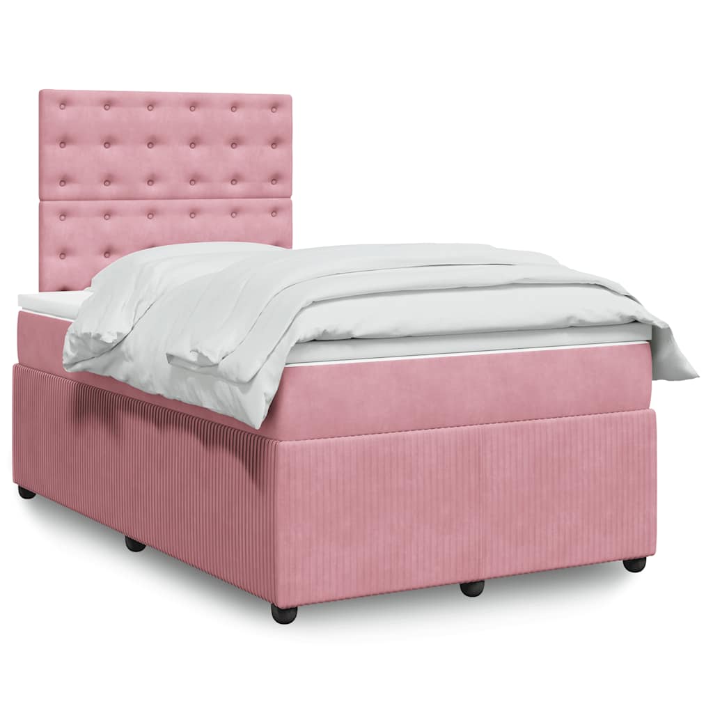 Giroletto a Molle con Materasso Rosa 120x190 cm in Velluto | homemem39