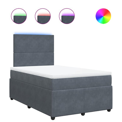 Giroletto a Molle con Materasso Grigio Scuro 120x200 cm Velluto | homemem39