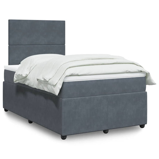 Giroletto a Molle con Materasso Grigio Scuro 120x200 cm Velluto