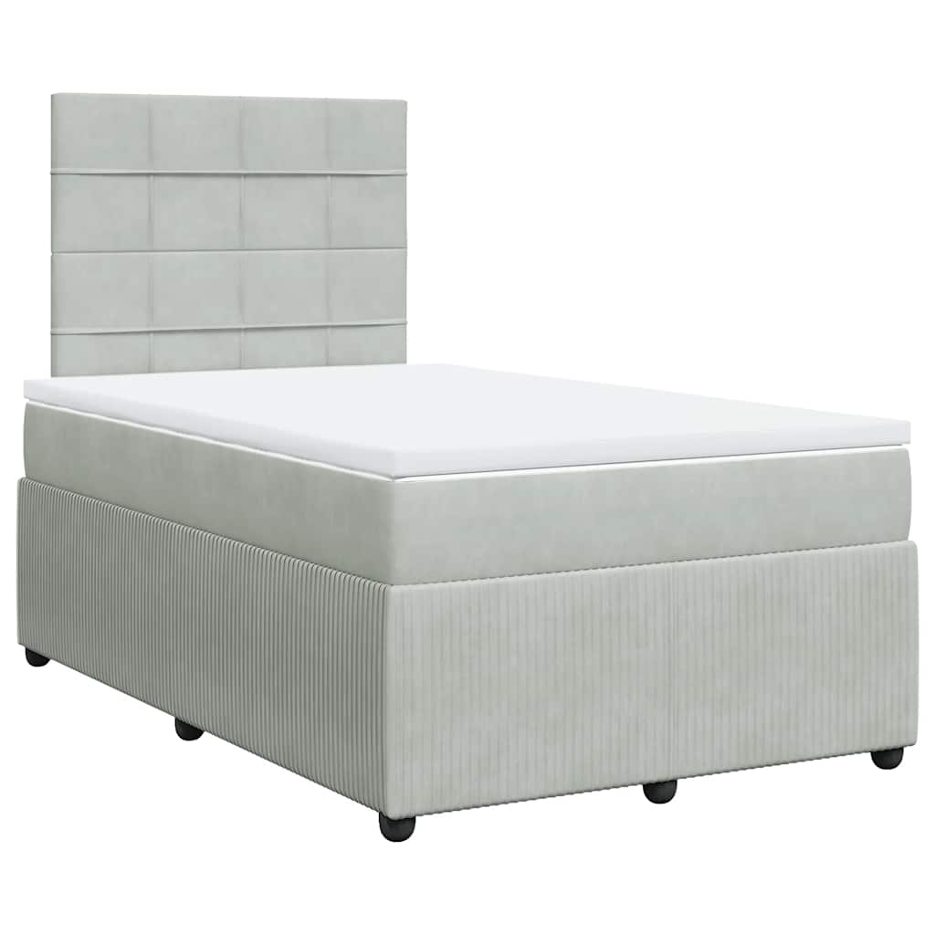 Giroletto a Molle con Materasso Grigio Chiaro 120x200cm Velluto | homemem39
