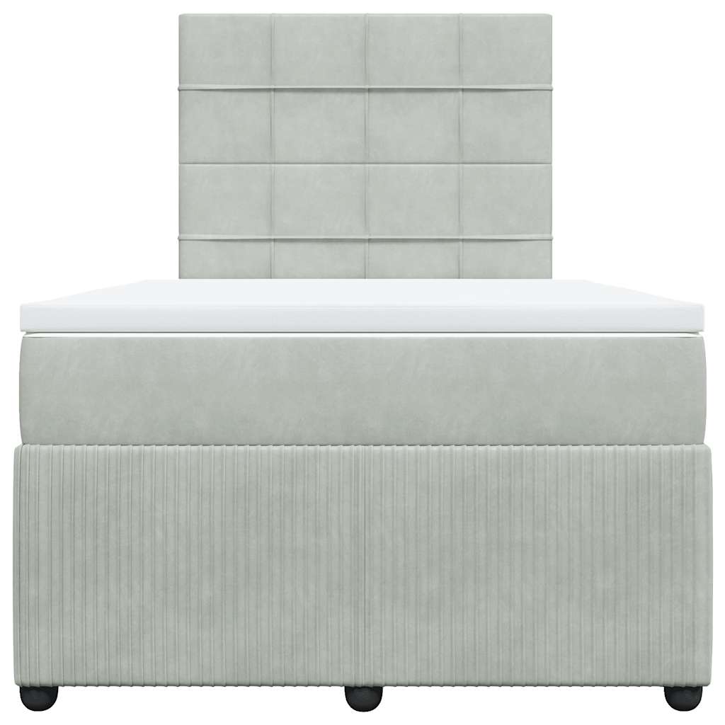 Giroletto a Molle con Materasso Grigio Chiaro 120x200cm Velluto | homemem39
