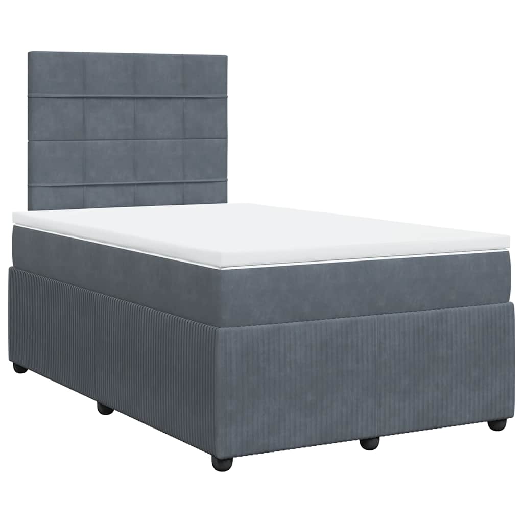Giroletto a Molle con Materasso Grigio Scuro 120x200 cm Velluto | homemem39