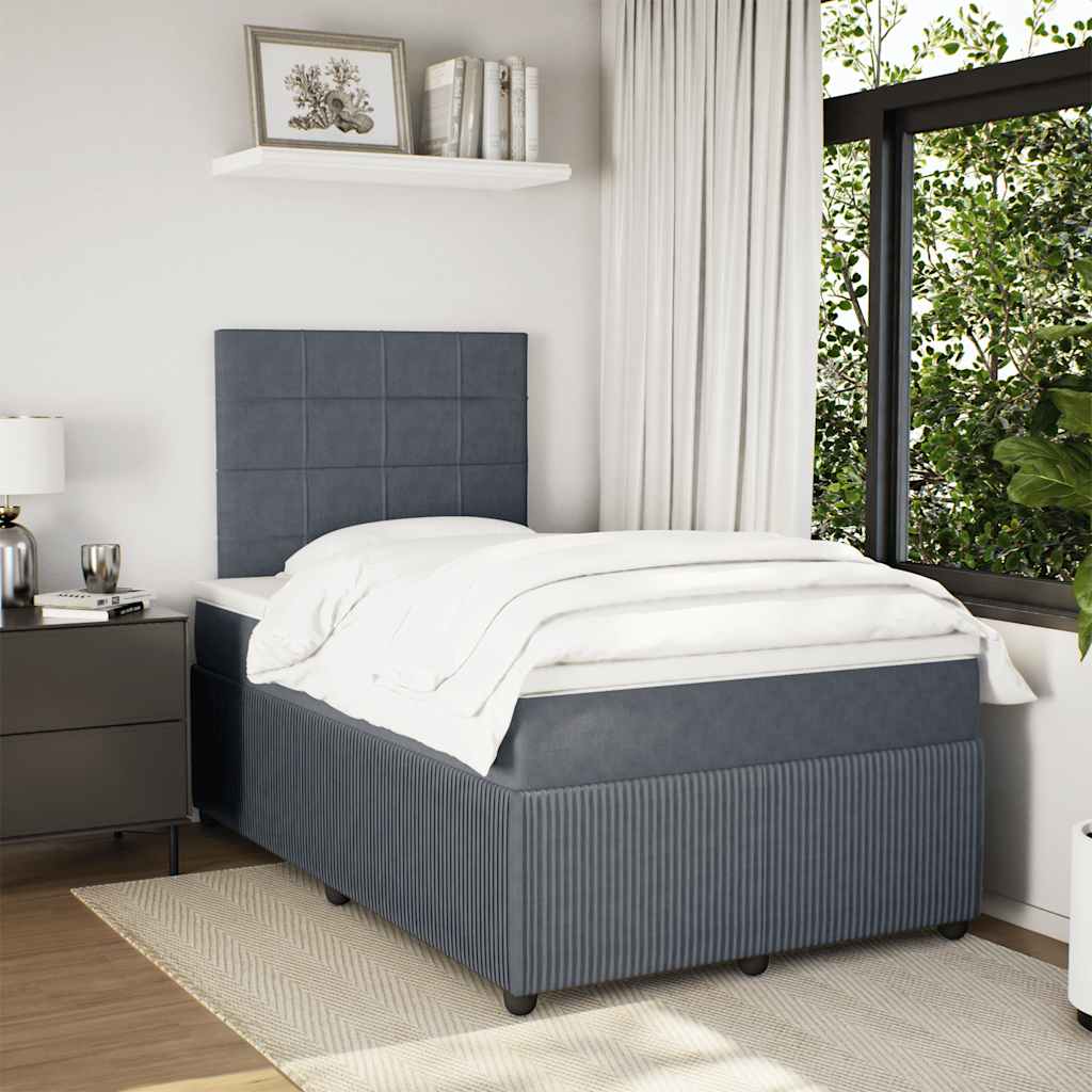 Giroletto a Molle con Materasso Grigio Scuro 120x200 cm Velluto | homemem39