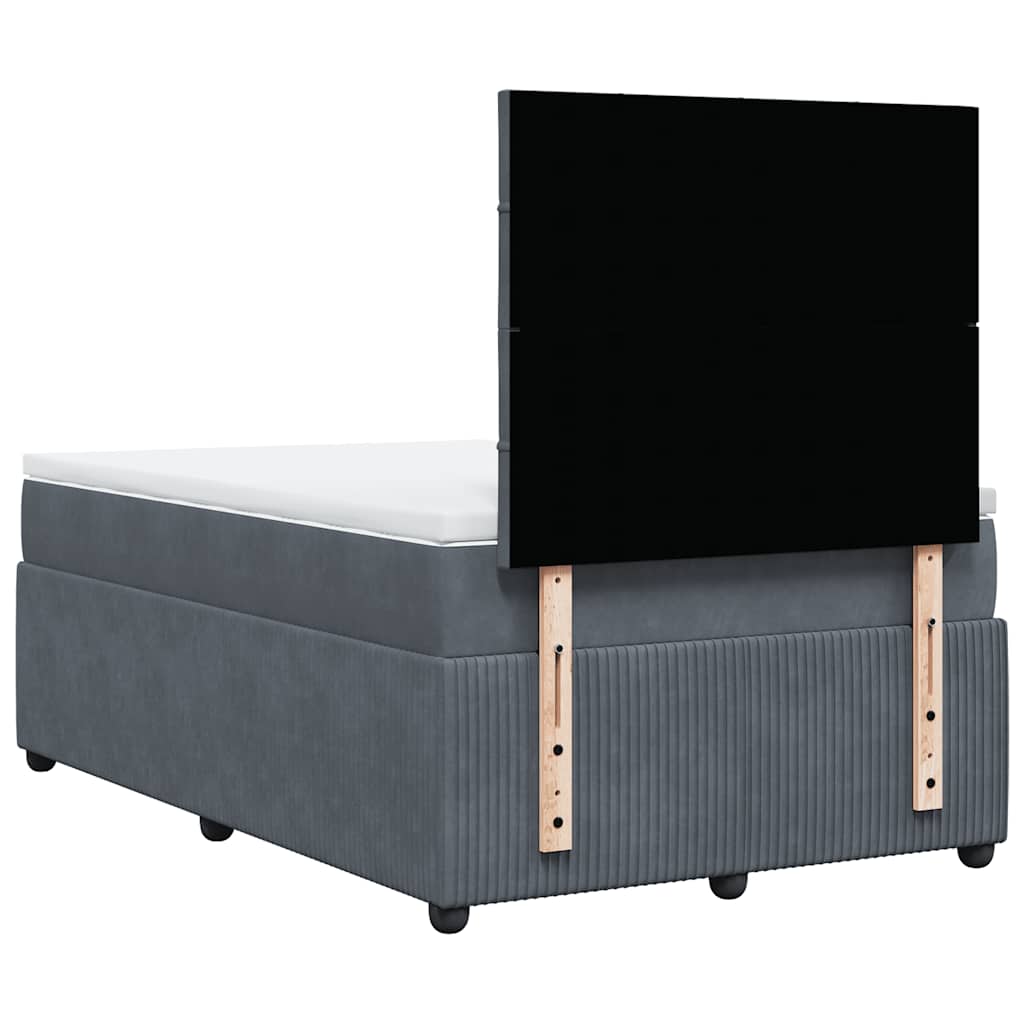 Giroletto a Molle con Materasso Grigio Scuro 120x200 cm Velluto | homemem39