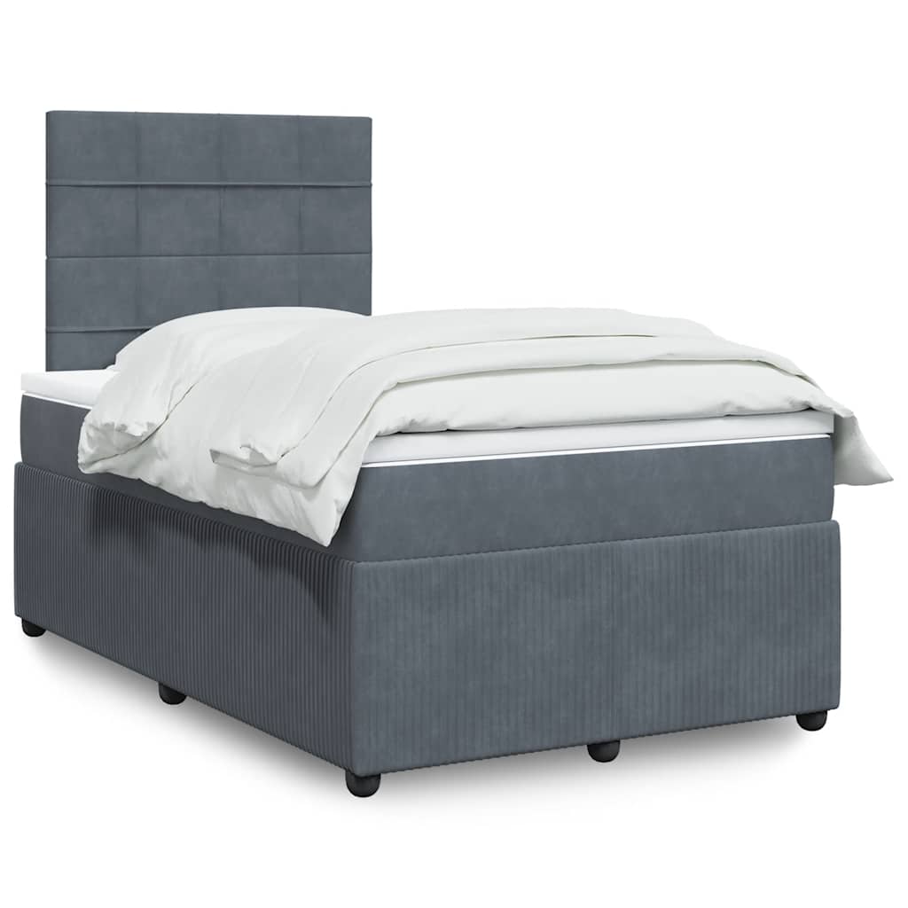 Giroletto a Molle con Materasso Grigio Scuro 120x200 cm Velluto | homemem39