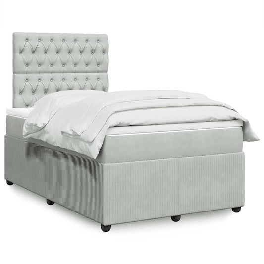 Giroletto a Molle con Materasso Grigio Chiaro 120x200cm Velluto | homemem39