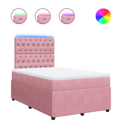 Giroletto a Molle con Materasso Rosa 120x200 cm in Velluto | homemem39