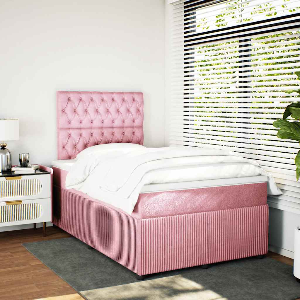 Giroletto a Molle con Materasso Rosa 120x200 cm in Velluto | homemem39