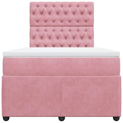 Giroletto a Molle con Materasso Rosa 120x200 cm in Velluto | homemem39