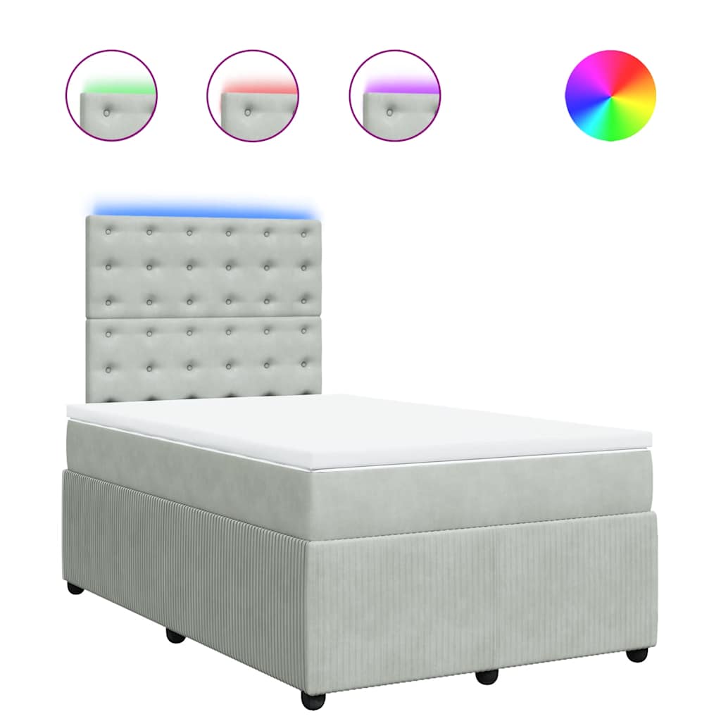 Giroletto a Molle con Materasso Grigio Chiaro 120x200cm Velluto | homemem39