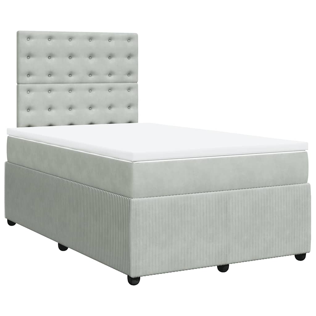 Giroletto a Molle con Materasso Grigio Chiaro 120x200cm Velluto | homemem39