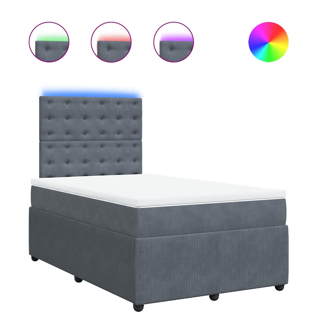 Giroletto a Molle con Materasso Grigio Scuro 120x200 cm Velluto | homemem39