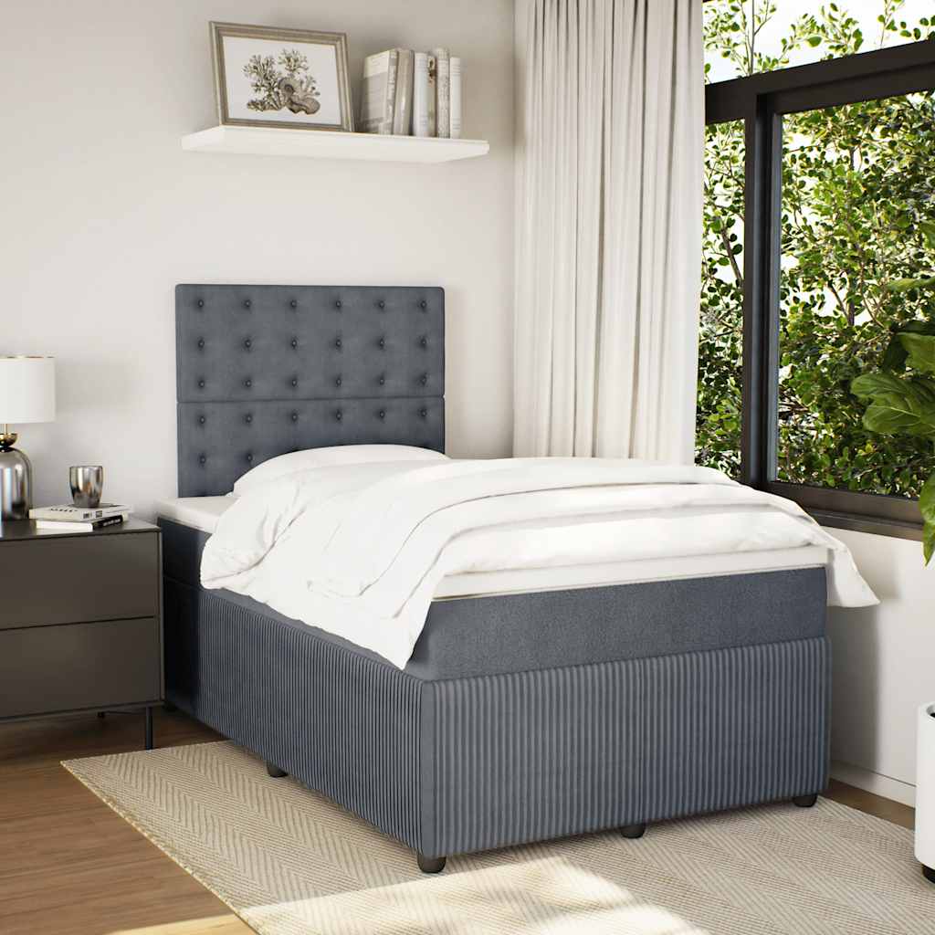 Giroletto a Molle con Materasso Grigio Scuro 120x200 cm Velluto | homemem39